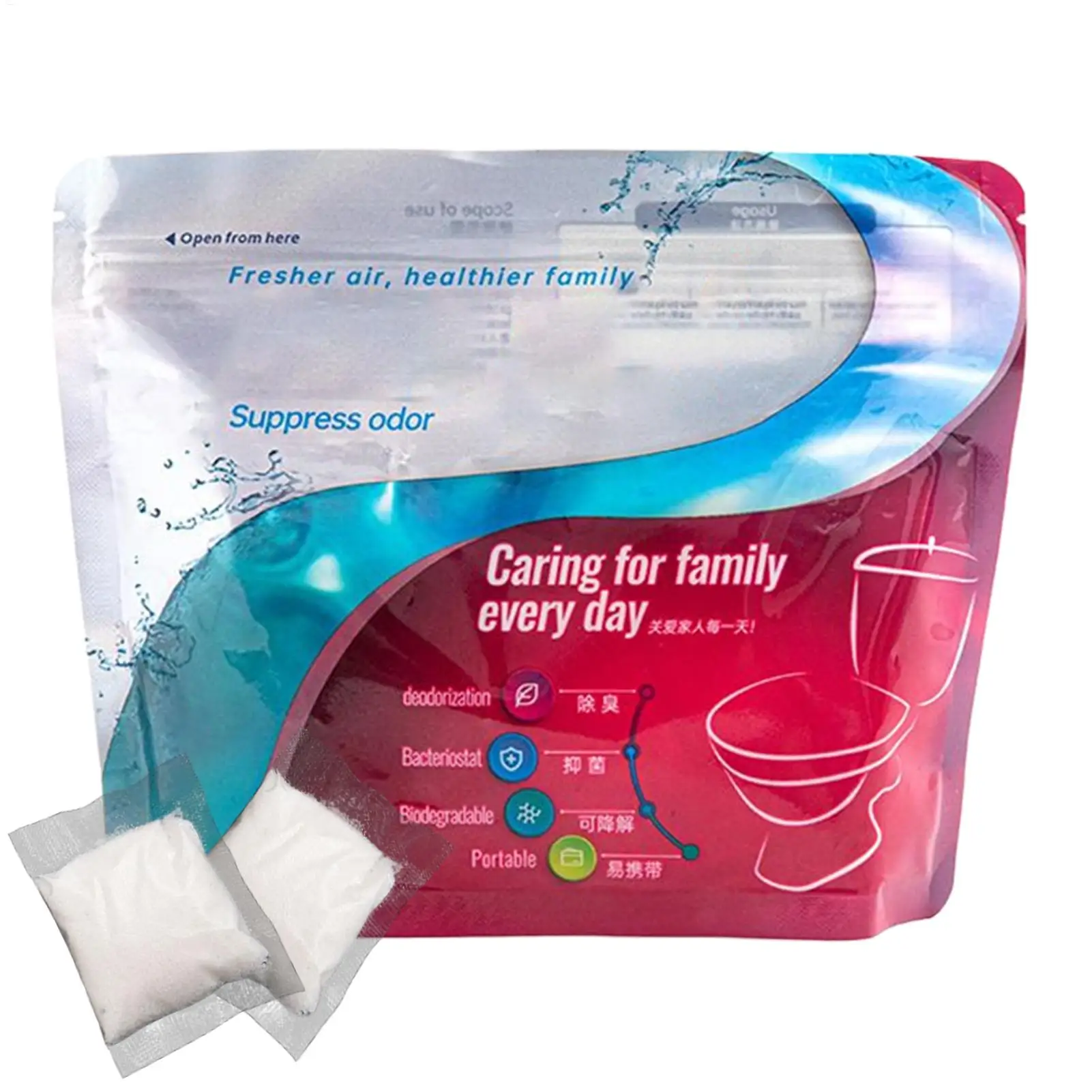 30Pcs 휴대용 화장실 분말 친환경 화장실 흡수 젤 야외 비상용 신속한 똥 소변 분말 캠핑 화장실 젤