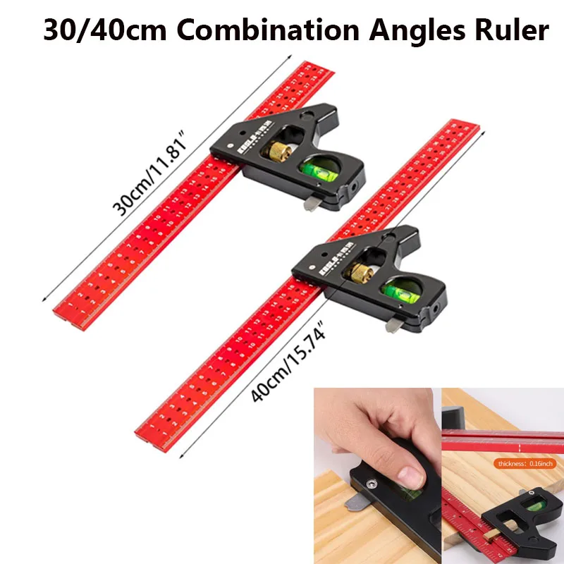 Heavy Duty Woodworking Combination Angles Ruler 90/45 Degree Angles Carpenter Square Adjustable Angle Gauges Measuring Tools