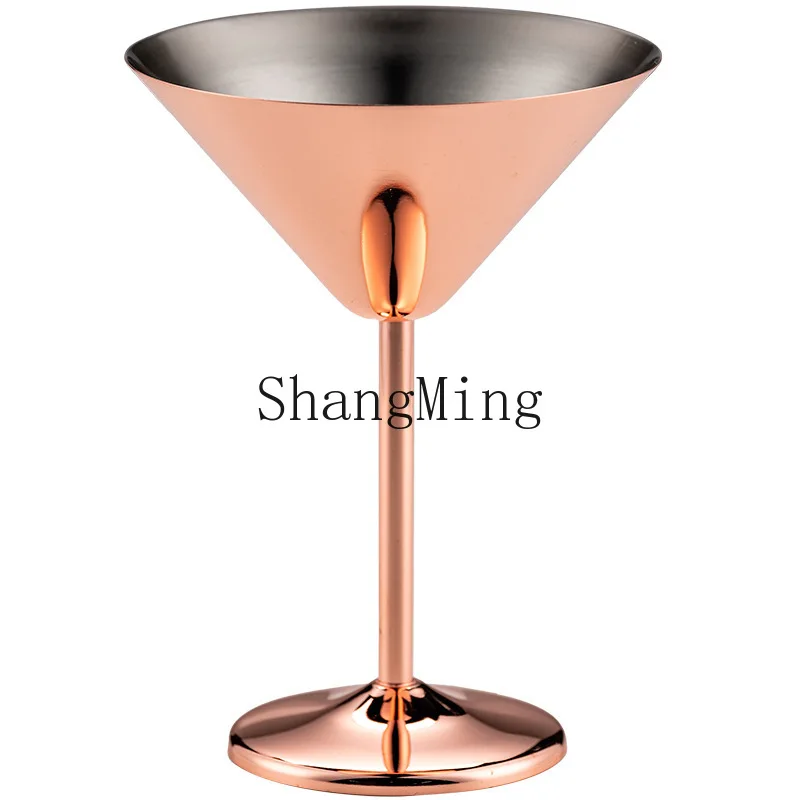 

PYH stainless steel martini cup metal cocktail glass triangle creative tall bar goblet