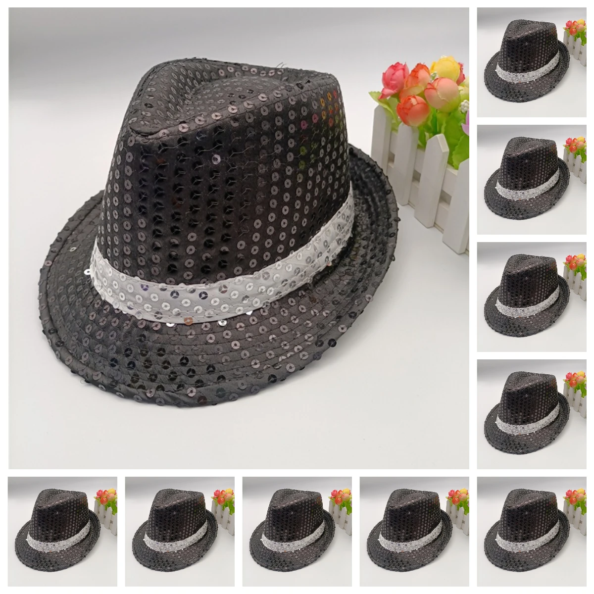 10PCS Fashionable Sequin Fedora Party Hat, Unisex Sparkling Accessory for Costumes, Parties, Events & Everyday Style