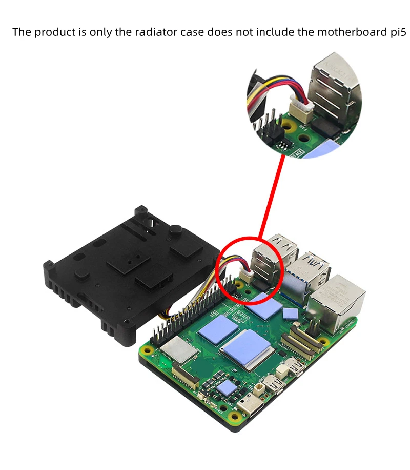 Для Raspberry pi 5 с двойным вентилятором из алюминиевого сплава чехол PI 5 с пассивным охлаждением, металлическая фотография