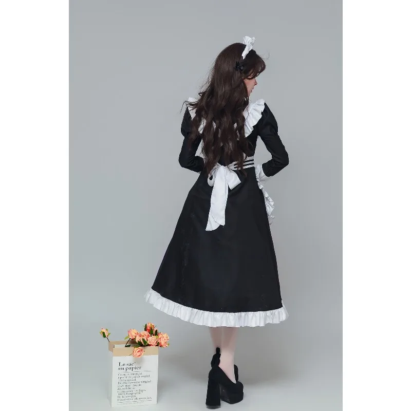 

Carnival Coffee Servant Cosplay Costume France Maid Dress Long Sleeved Gown with Apron Comic-Con Robe Women Anime Party Dress Up