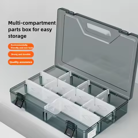 Thickened Grid Plastic Tool Box Screw Storage Organizer with Removable Dividers Adjustable Compartments for Car Repair DIY
