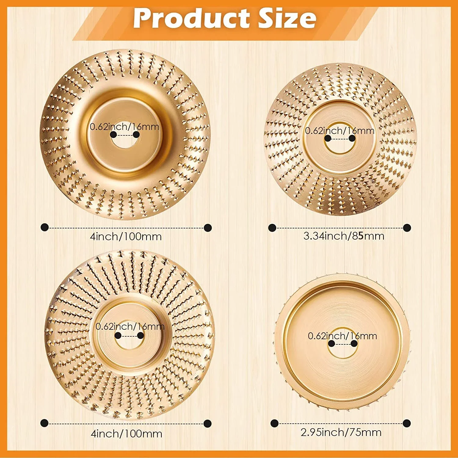 Shaper Bore Wood Disc Wheel Grinding Disc Grinder Tools Sanding 16mm Polishing Rotary Wood Carving For Angle