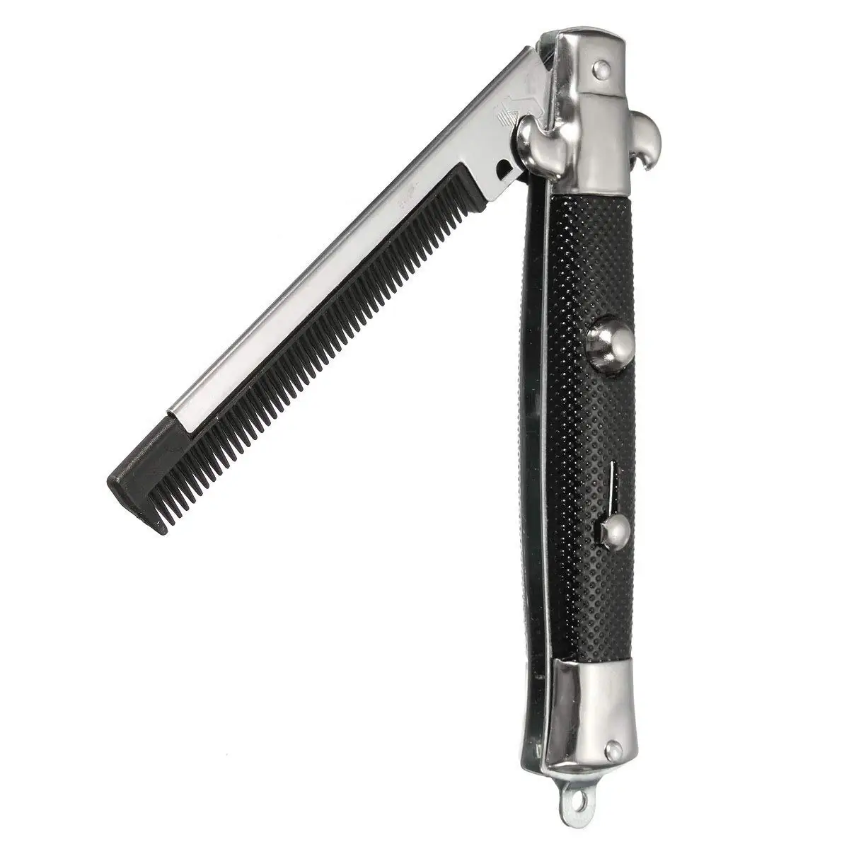 9 inch roestvrijstalen opvouwbare kammen Switch-Blade opvouwbare zakkam Mannen draagbare trimmerkam Haaraccessoires