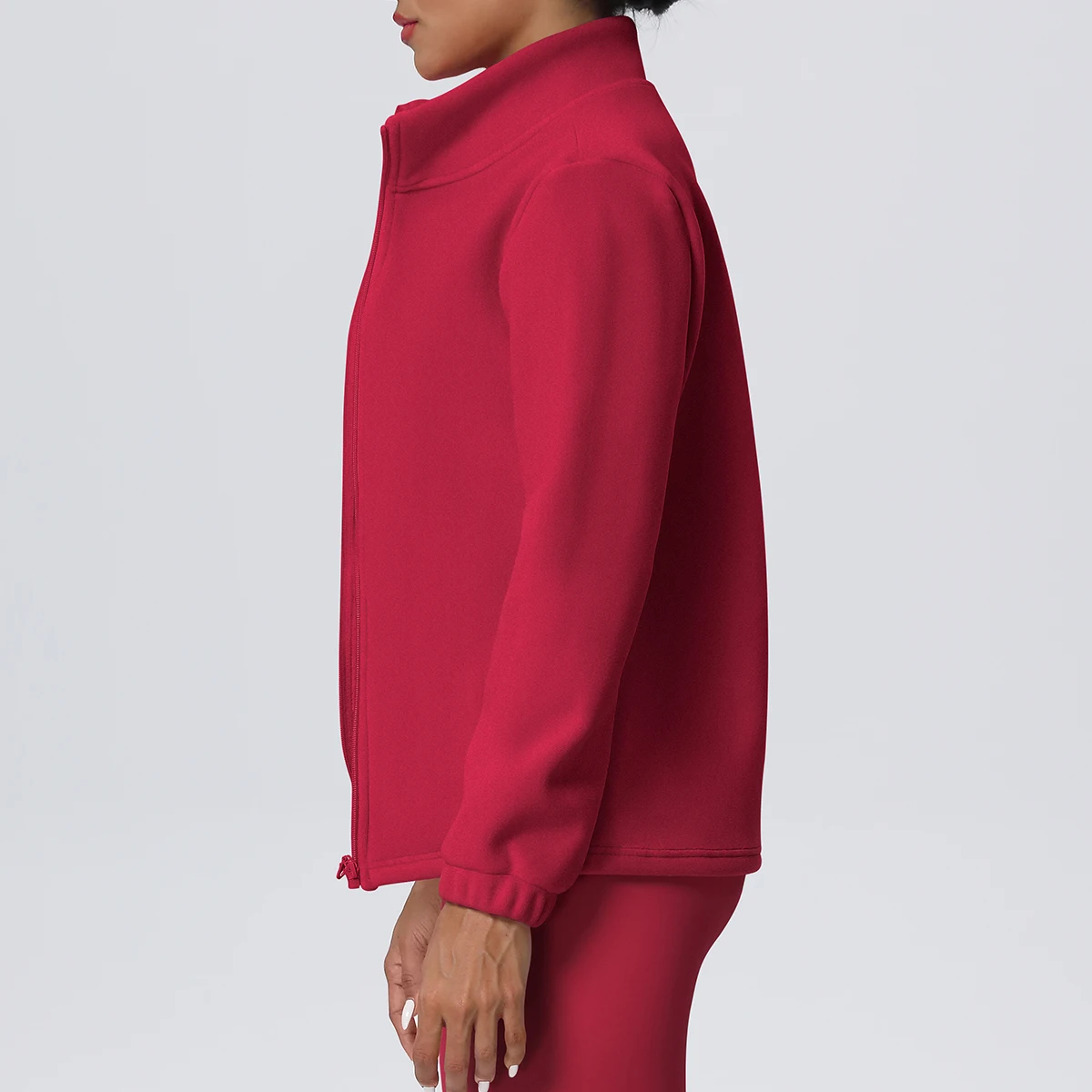 1 PC Winter Cycling and Skiing Keep Warm Long Sleeves Yoga Zipper Jacket With Pockets Solid Color High Neck Velvet Yoga Clothes