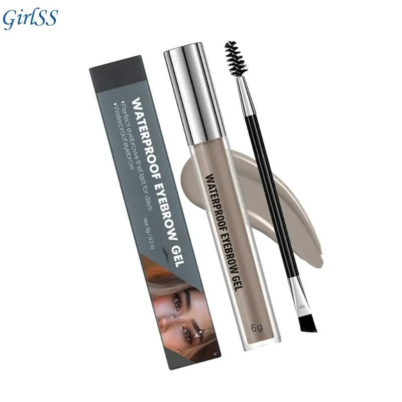 Szybkoschnący żel do brwi Wodoodporny żel do brwi z podwójną główką, łatwy do kolorowania dla kobiet i dziewcząt T4MB