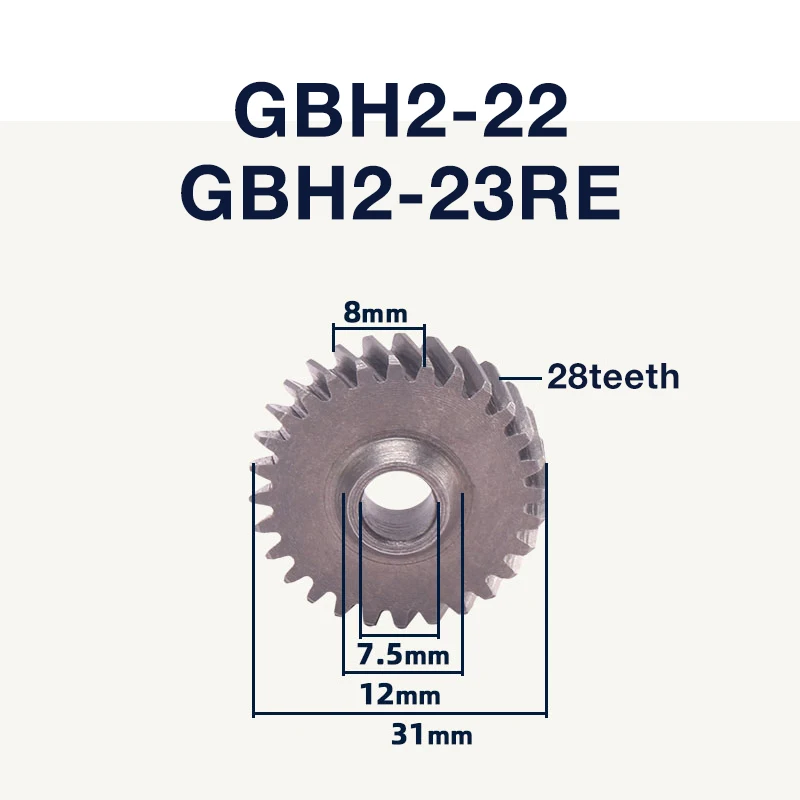 Small flat gears Accessories Replacement for Bosch GBH2-22S 2-23RE Impact Drill Hammer 28teeth Gears