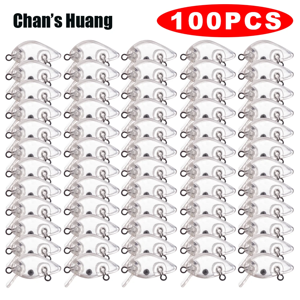 

Chan's Huang 100PCS / LOT Unpainted Mini Crankbait Wobbler Floating Bait DIY Transparent Hard Body Bass Fishing Lure Blanks