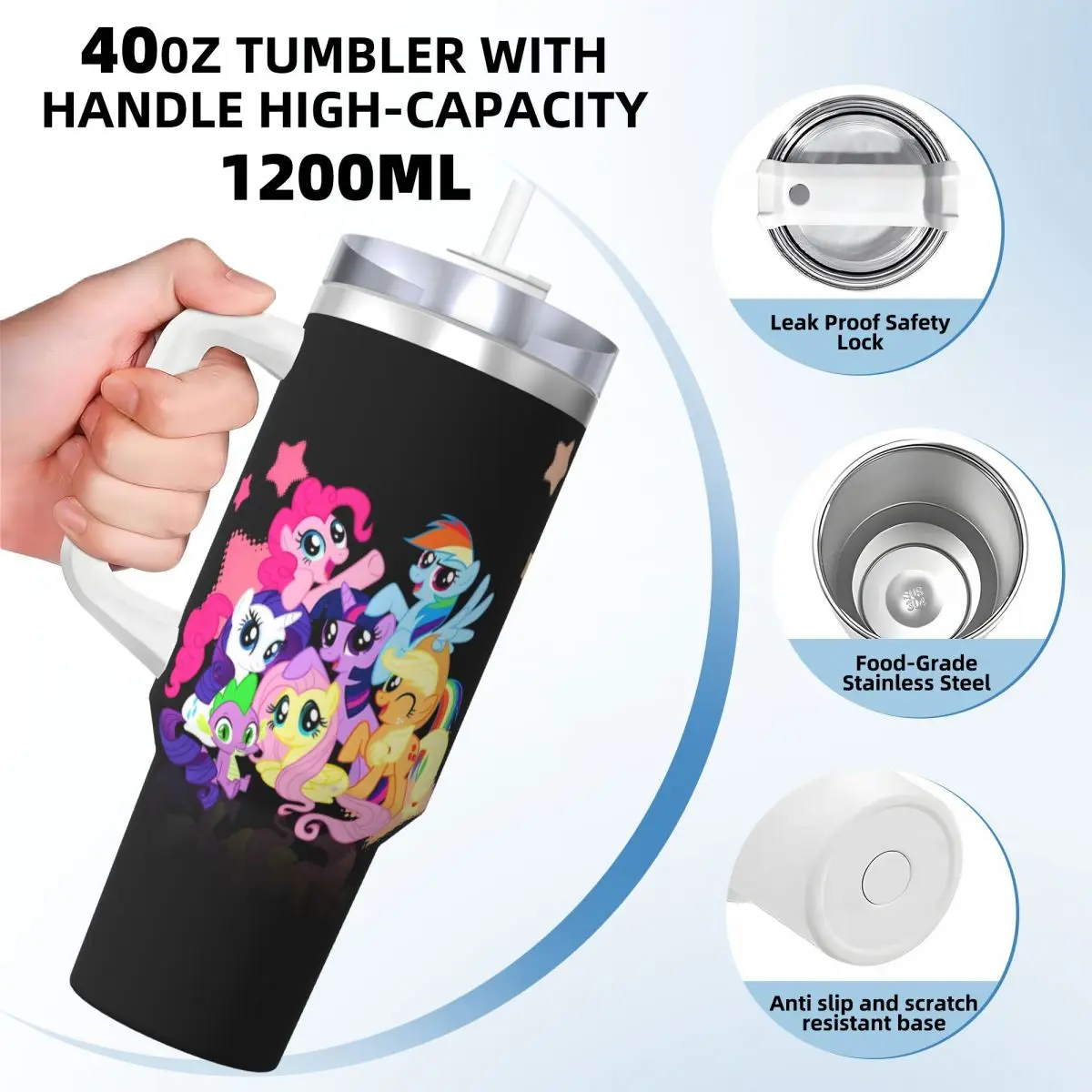 Stainless Steel Tumbler My Little Pony Thermal Mug Heat Preservation Cold and Hot Mugs Cup Beach Design Water Bottle