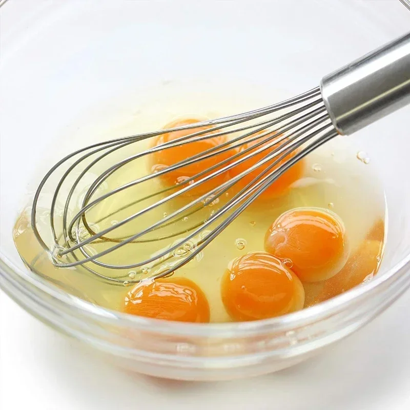 Advanced stainless steel manual egg beater with 6-wire mixer suitable for kitchen mixing and baking -8-10-12 inches