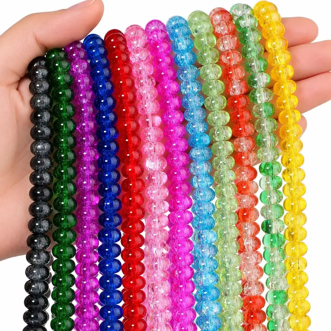 8x5mm Colorful Crackle Glass Rondelle Abacus Beads DIY Jewelry Making Loose Beads Handmade Bracelet Necklace Spacers Findings