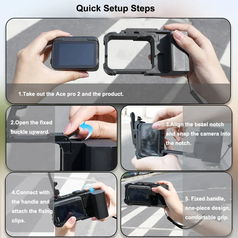 

3D printing Street Grip Vlog Holder Combo Camera Grip Holder For insta360 ace Pro 2 Action Camera Grip Camera Accessories