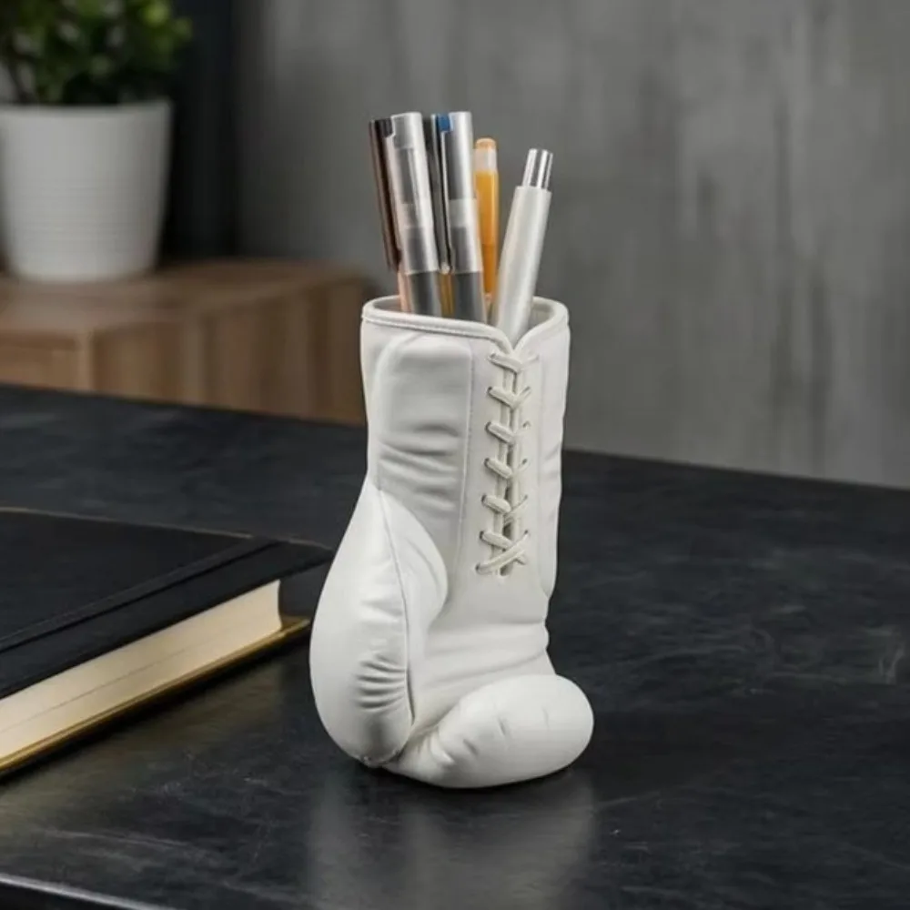 Unique 3D Printed Boxing Glove Shape Pen Holder Plastic Novelty Pen Organizer Stable Base Pencil Case Student Desk