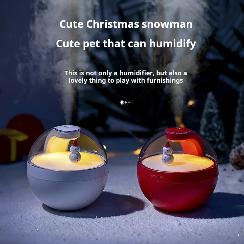 Cute Snowman Astronaut Spherical Moisturizing Air Humidifier Small Home Desktop Car USB with Night Light Humidifier