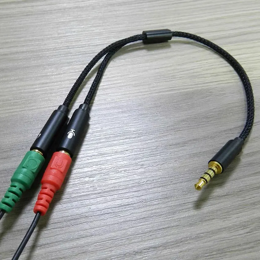 سماعة الرأس الفاصل 3.5 ملم الصوت + هيئة التصنيع العسكري سماعة رأس ستيريو الفاصل الصوت 3.5 ملم 4 القطب جاك Y كابل ل PS4 ، PC سماعة الألعاب ، Xbox One