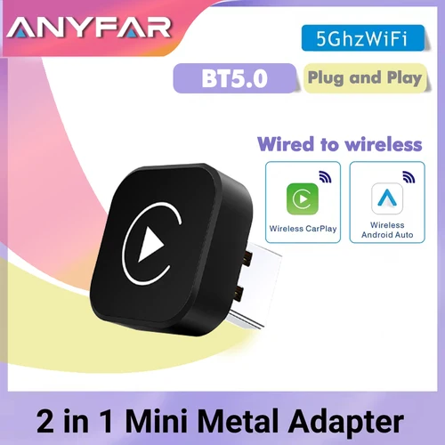 Imagen 1 del producto Adaptador Inalámbrico CarPlay, Adaptador Inalámbrico Android Auto, Caja Inteligente con IA, Sistemas Inteligentes para Automóviles con CarPlay con Cable