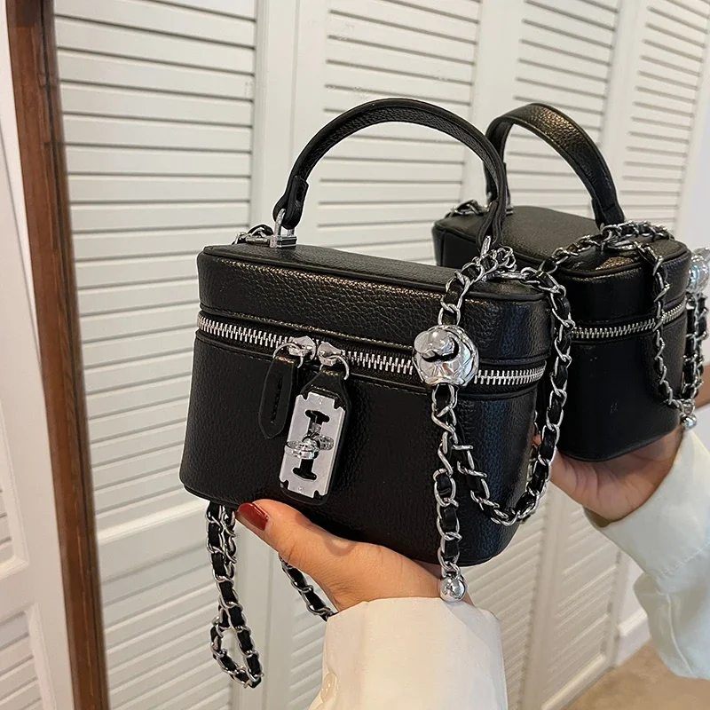 

2024 Summer Women Square Handbags Fashion Chains Crossbody Bags Texture PU Shoulder Bag Elegant Chic Mini Mobile Phone Bags