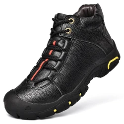 Plus Big Size 48 49 Winter Men Hiking Shoes Genuine Leather Boots Outdoor Trekking Mountain Botas Senderismo Hombre