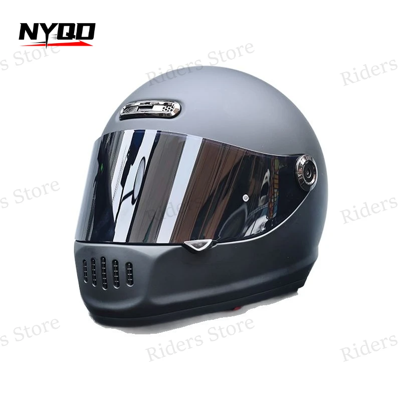 Retro Motorcycle Helmet Full Face Cruiser Helmet with Bluetooth Speaker Slot 3C Certified Unisex All Season for Men Women