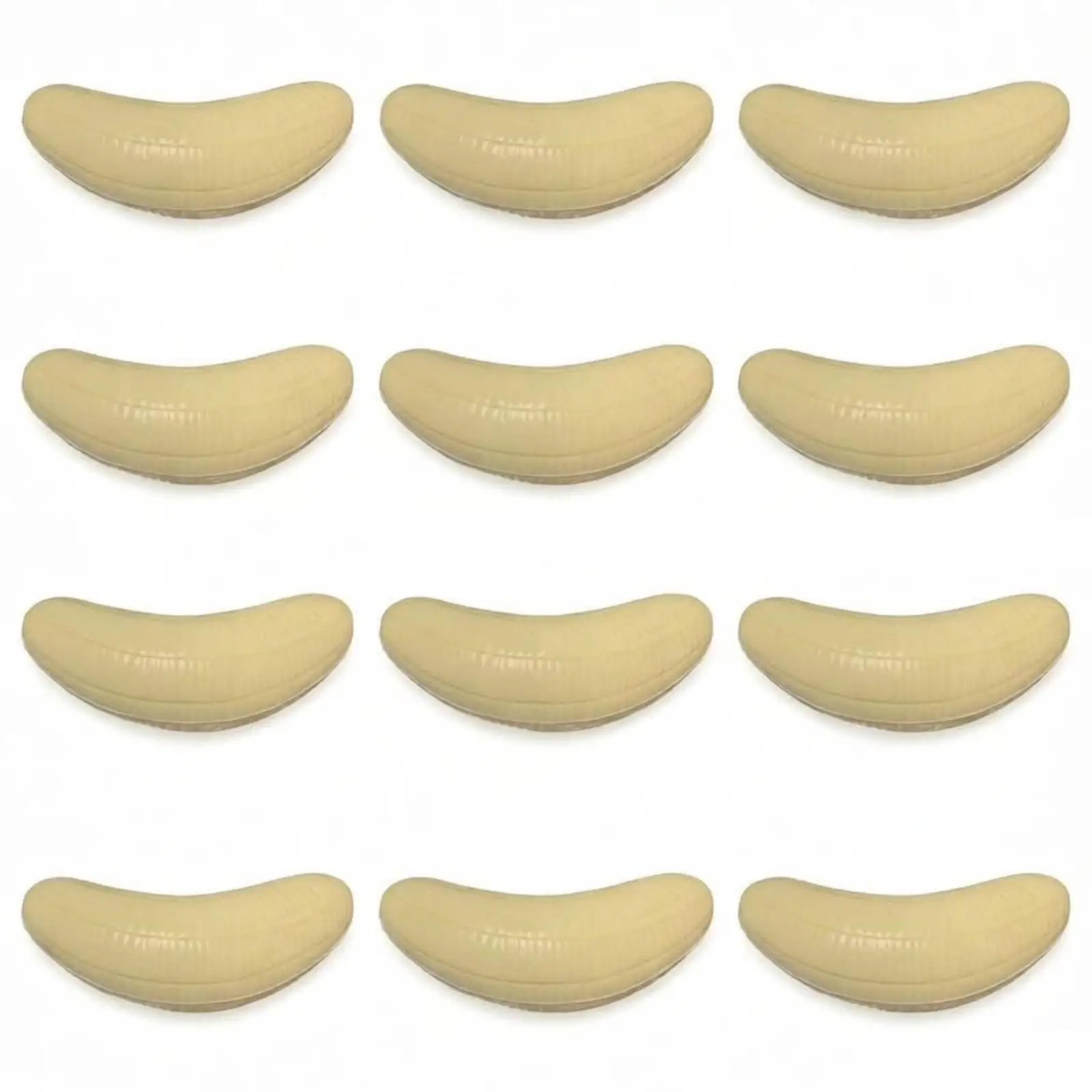 12 Pieces Banana-Shaped Soft Polyurethane Banana Squish Toy with Molded Grooves Handheld for Casual Fidgeting, Office Desks