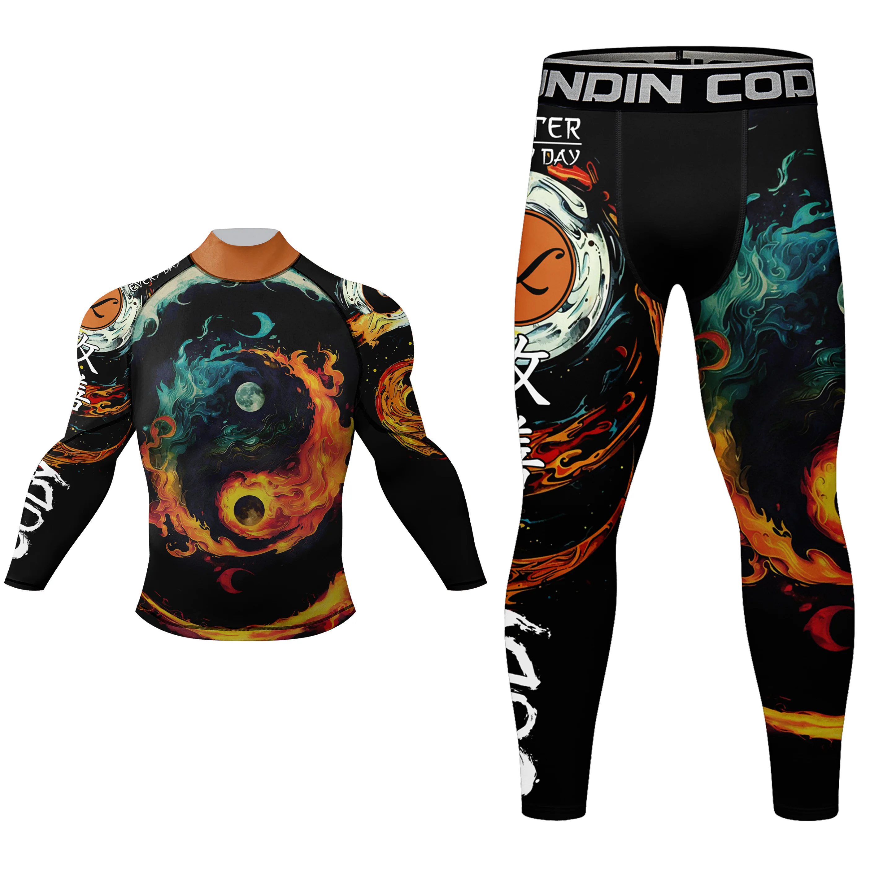 Hot Mock Neck Martial Arts Wear Custom-Made MMA Rash Guard Suit High Quality Men Bjj Fitness/Grappling Rash Guard And Short Sets