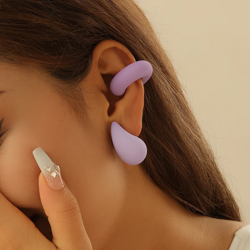 Pendientes de tuerca grandes en forma de lágrima para Mujer y niña, aretes gruesos de acrílico, Azul, Negro, naranja y rojo