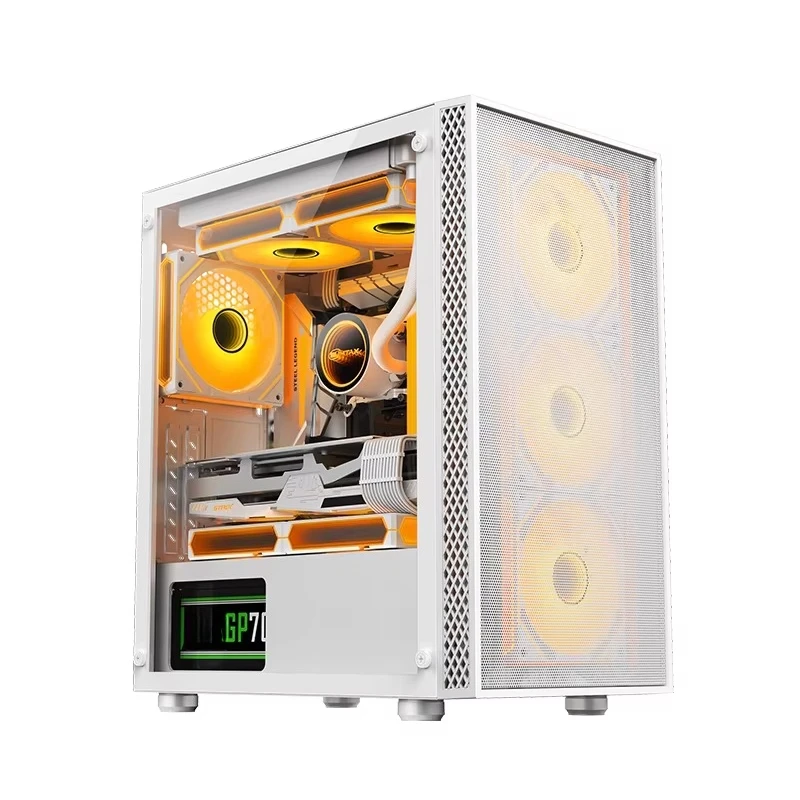 Micro-ATX Gaming PC Case Full Transparent Side Panel, Cable Management Design, Water Cooling Support