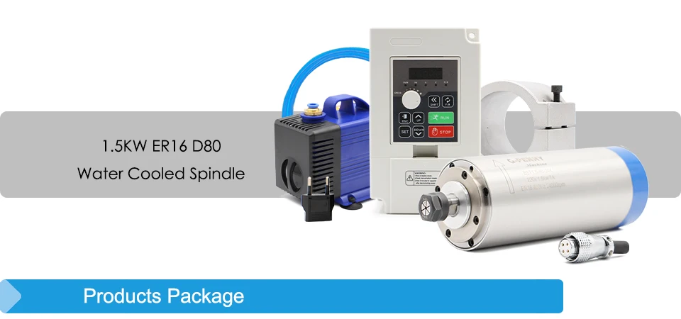 G-Penny 1,5KW ER16 80mm Wassergekühlter Spindel-Kit 0,01mm Rundlauf, 1,5kW VFD-Wechselrichter, 80mm Halterung, 75W Pumpe für CNC-Fräsmaschine – Detail 1