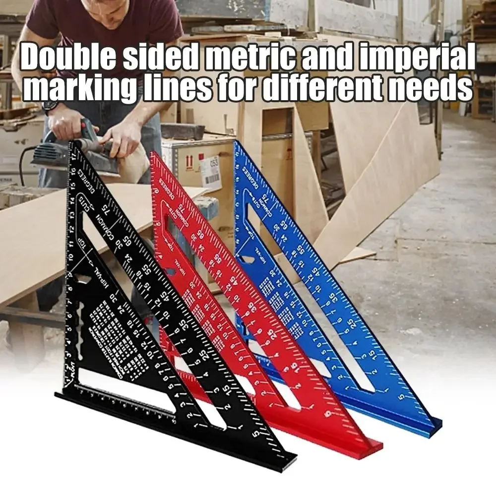 Neue 7 Zoll Dreieck Lineal Messwerkzeug Aluminiumlegierung Schreiner Werkzeuge Zoll Metrisches Winkellineal Geschwindigkeit Quadrat Holzbearbeitungswerkzeuge