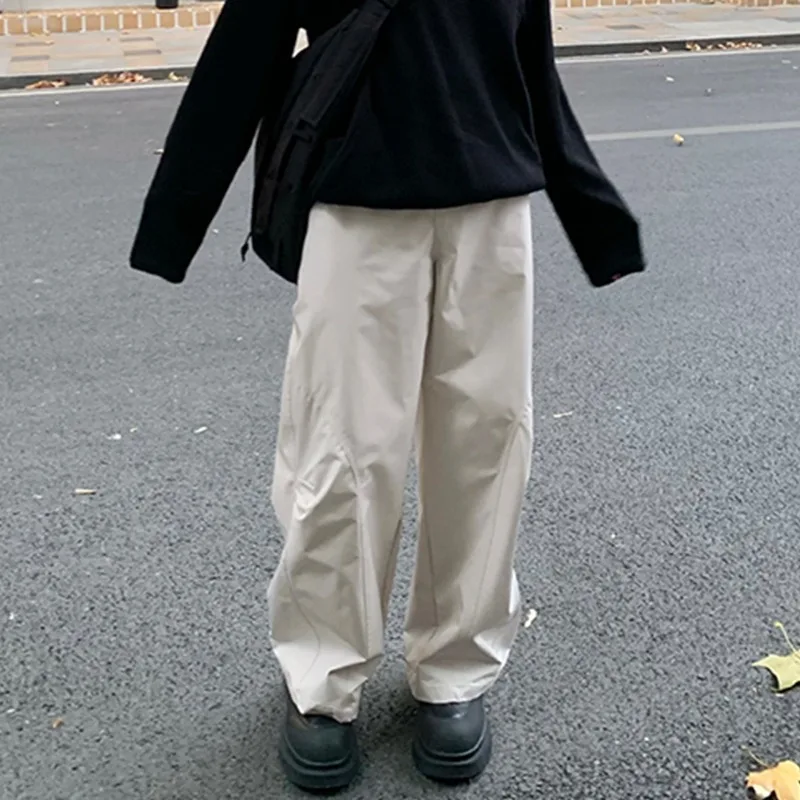 OR FL Thin Both Knees Fold American Women Cargo Trousers Retro Streetwear Brand Arc-shaped Cutting Wide Leg Paratrooper Pants