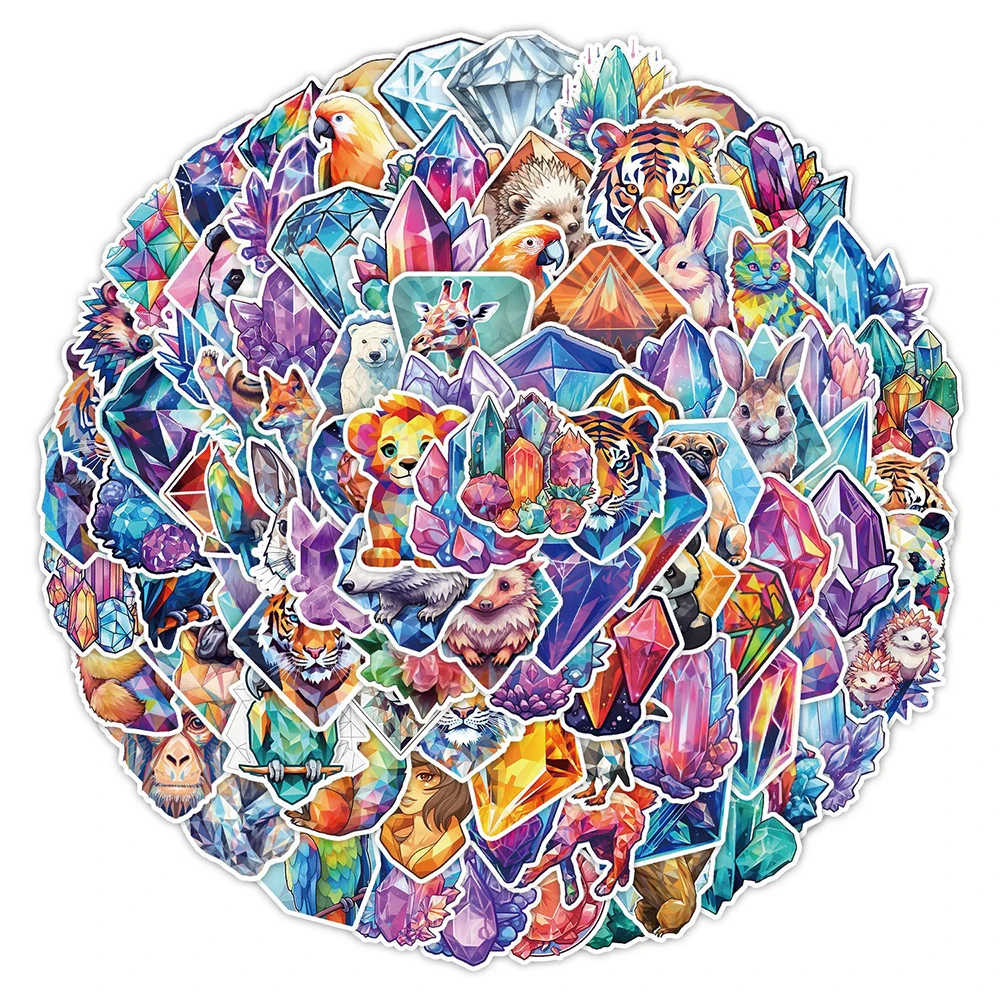 

10/30/50/100pcs Cute Animals Crystal Cartoon Stickers DIY Skateboard Notebook Phone Funny Creative PVC Decals Sticker Decoration