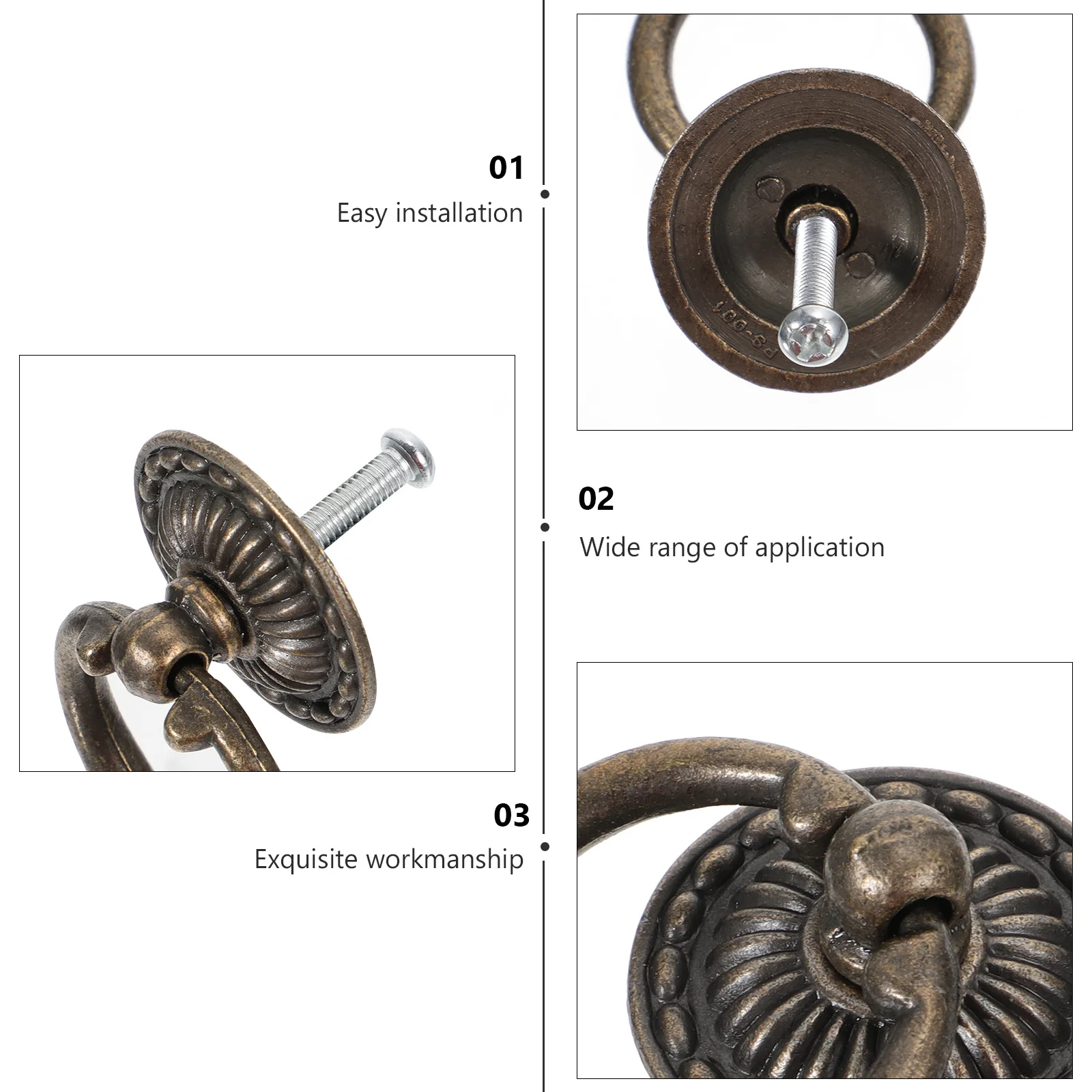 

12pcs Retro Handle 38Mm Zinc Alloy Drawer Pull Cabinet Handle For Furniture Door Vintage Knob Hardware Fitting