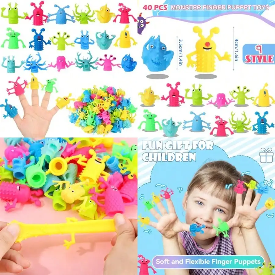 

20 PCS Cute Monster Finger Puppets, Stretchy Soft Rubber Fidget Toys for Party