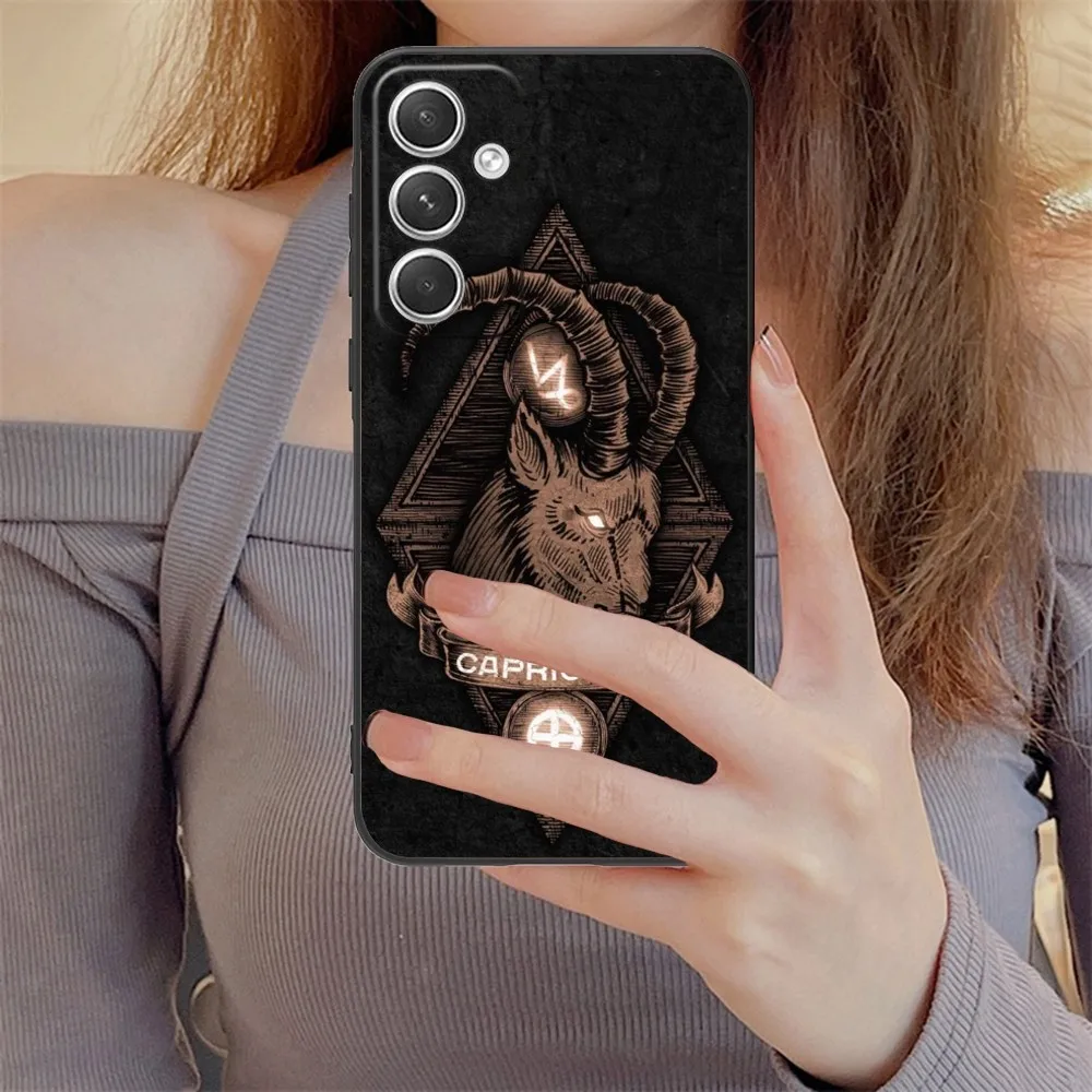 Zodiac Capricorn Mobile Cell Phone Case for Samsung Galaxy S24 S23 S22 S21 S10 S9 S8 Plus Ultra Black Soft Phone Cover Funda