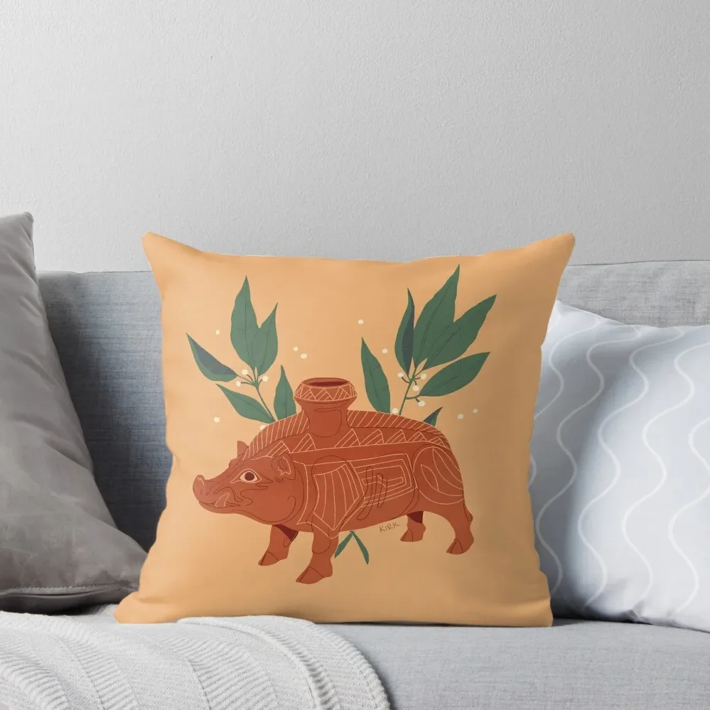 Etruscan Boar Vessel - Floral Artefacts Throw Pillow sleeping pillows Embroidered Cushion Cover Sofa Covers Cushion Cover pillow