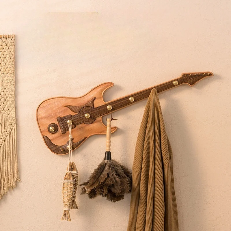 Solid Wood Guitar Coat Rack Luxury Practical Coat Rack Creative Space Saving Clothes Racks Wall mounted Versatile Dress Hanger