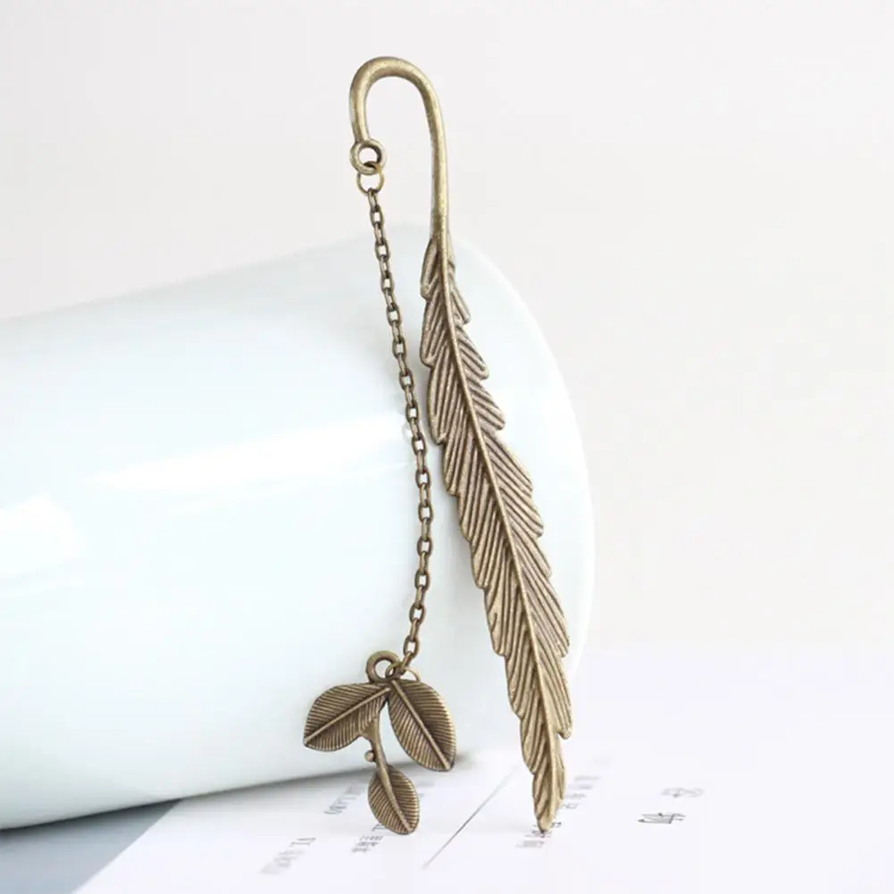 Feather Cutout Bookmark High-quality Reading Tools Vintage Style Metal Feather Bookmarks with Textured Tassel for Women for Book