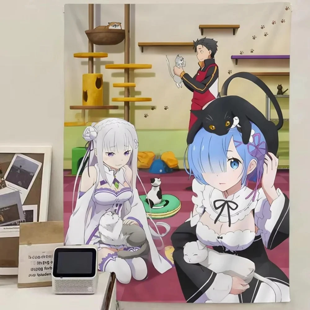 إعادة صفر ريم الكرتون أنيمي نسيج Kawaii المشارك خلفية القماش الديكور الفتيات الاطفال لافتات الحفلات ديكور المنزل المشجعين هدية