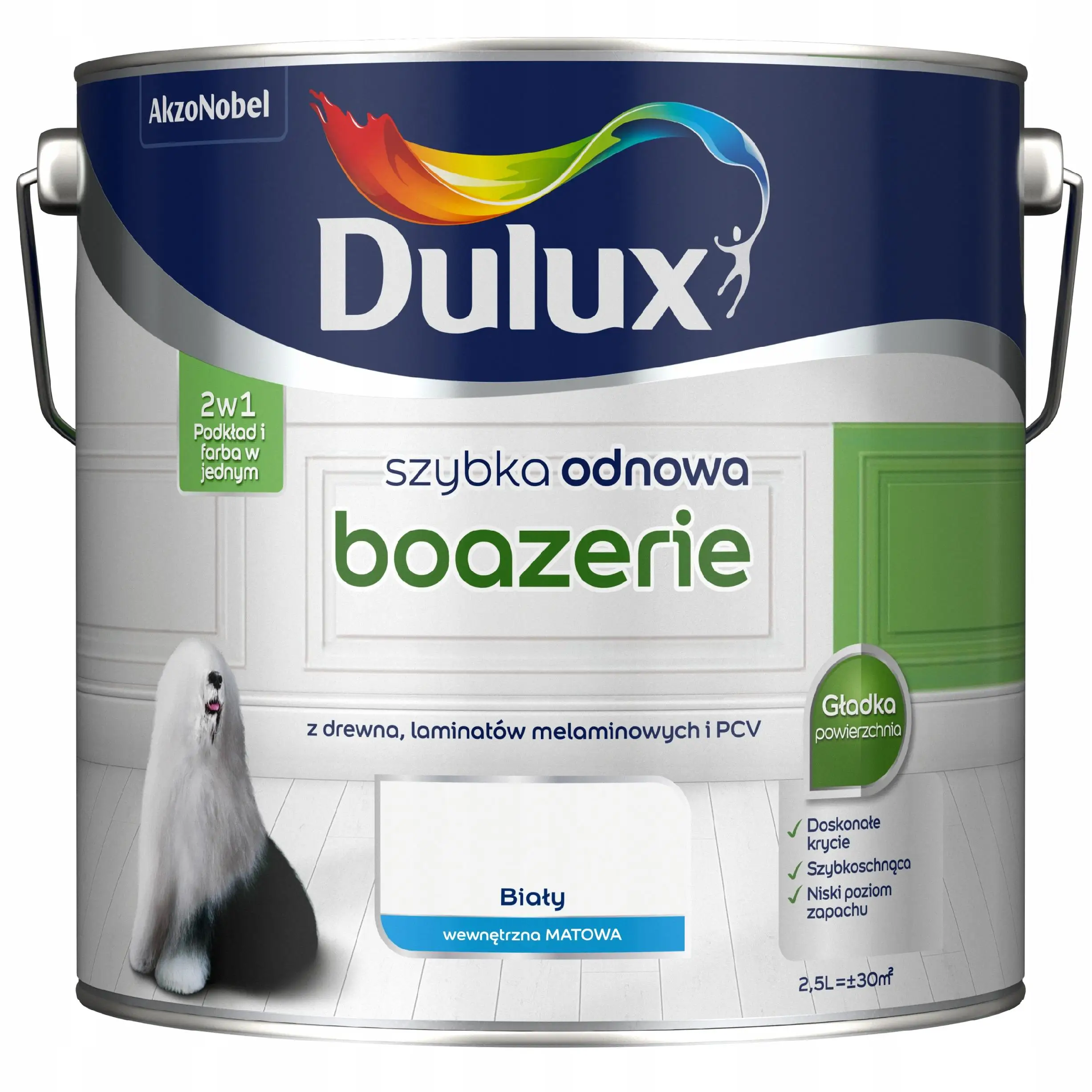Peinture Dulux Rapid Renewal pour panneaux muraux Blanc Mat 2,5L