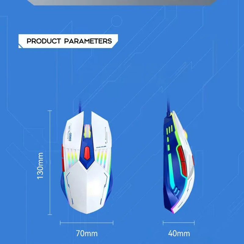 G560 Mouse Wired Gaming Computer Office Accessories Laptop Laser USB Cable Mouse RGB Backlight Wheel Ergonomic 3 DPI Adjustable