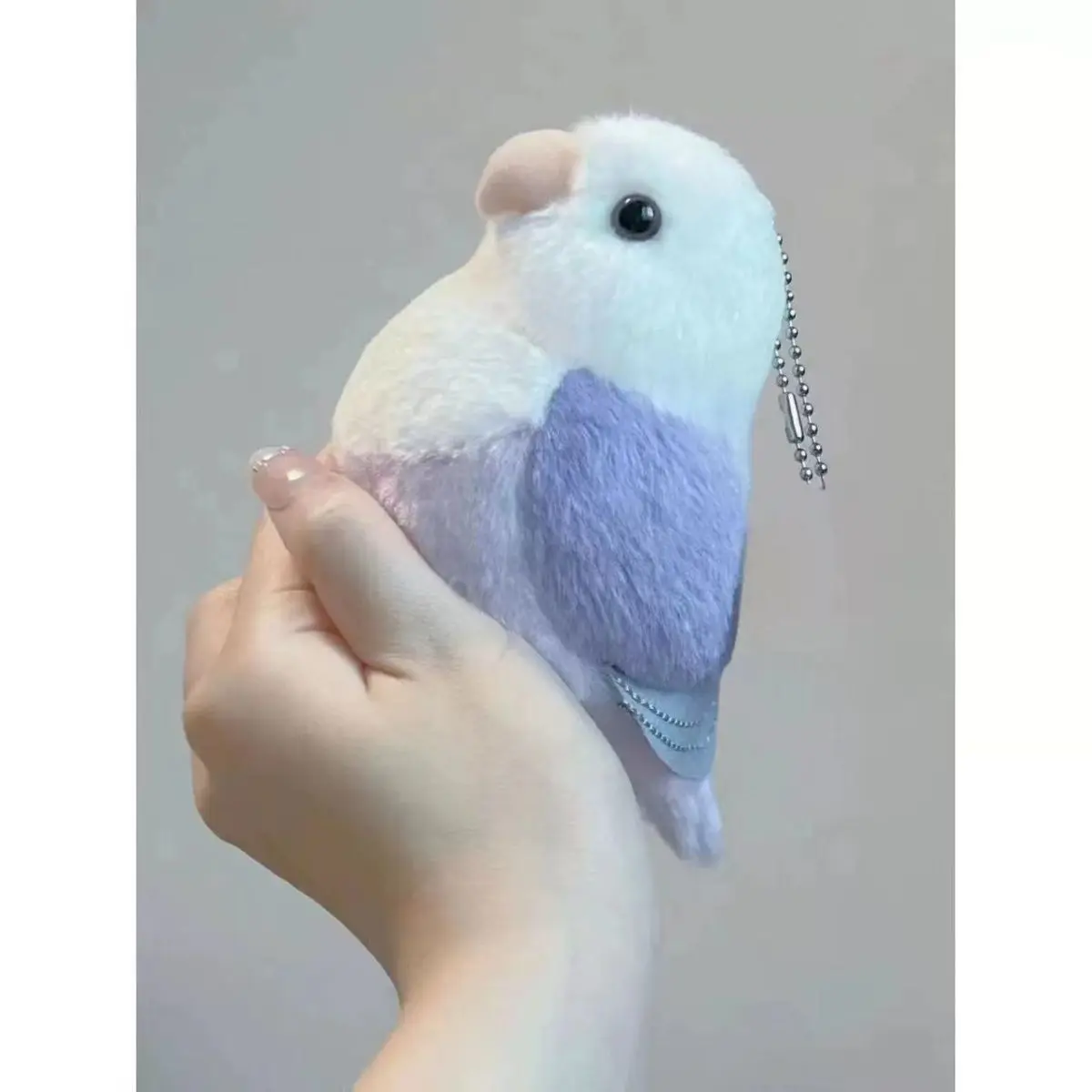 Cute Plush Parrot  Bird Toy Purple Budgerigar Pendant Soft Stuffed Doll with Keychain Kid Gift