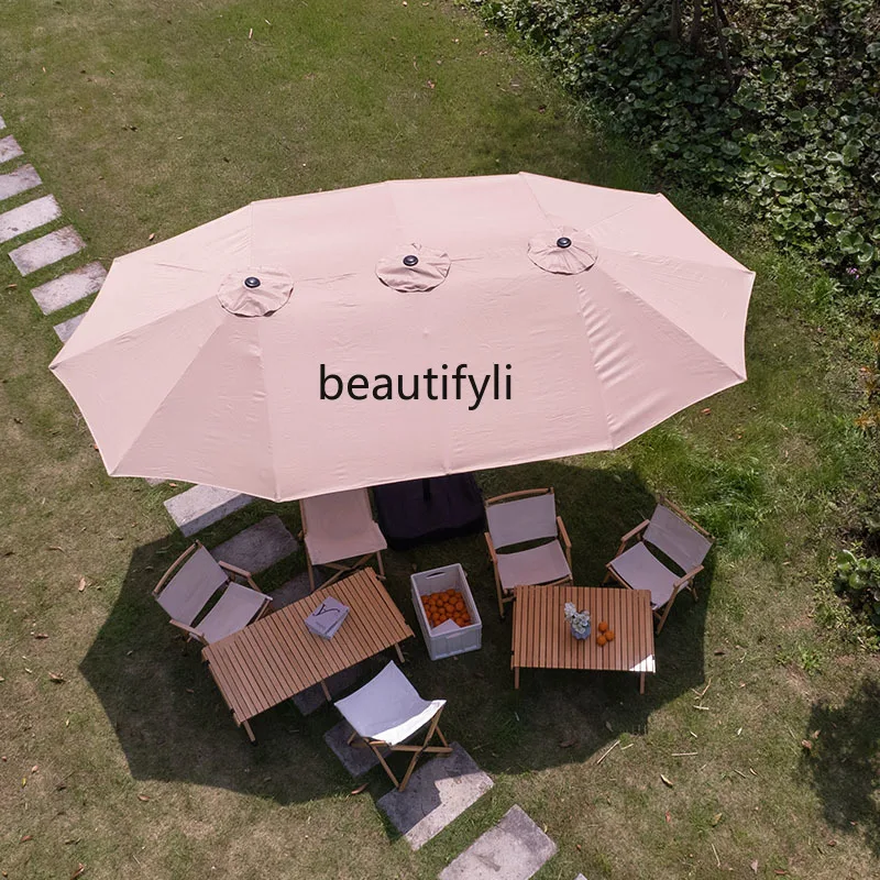 hj Sunshade Garden Terrace Villa Patio Umbrella Oversized Central-Column Umbrella Cafe Sun Umbrella