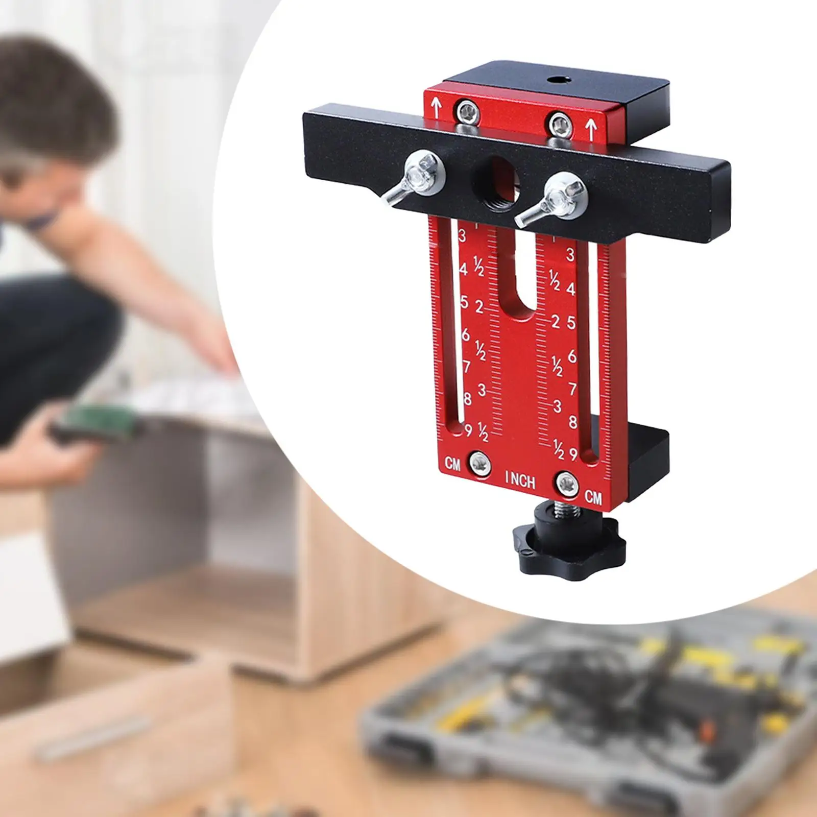 

Mounting ToolAluminum Alloy Wear Resistant Multifunctional for Furniture Projects Adjustable Height Cabinet Hardware Jig