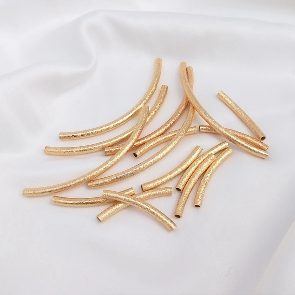 Copper Curved Tube Connector Long Tube Charm Beads Connector 10pcs/lot For DIY Jewelry Making Bracelets Necklace image 5