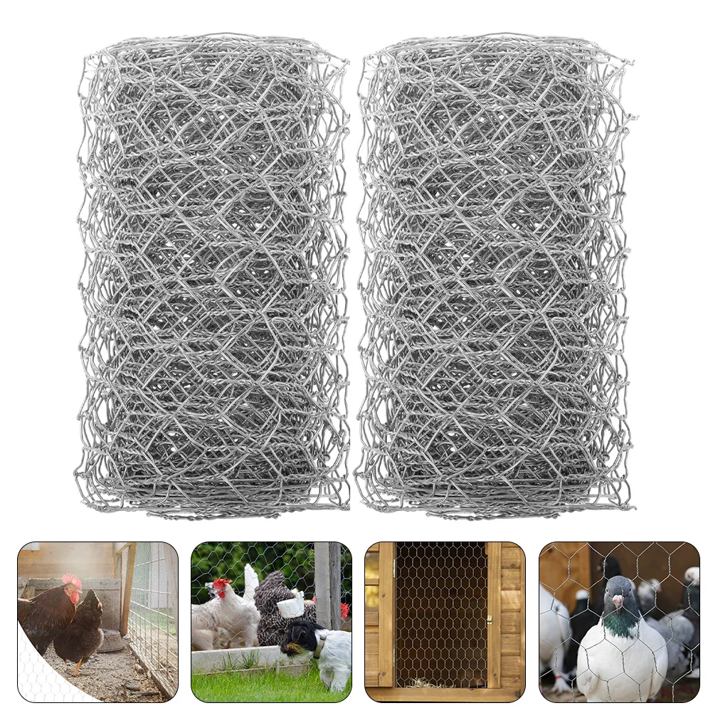 

2 Pcs Hexagonal Barbed Wire Garden Fencing Chicken Netting Yard Fence Mesh Silver