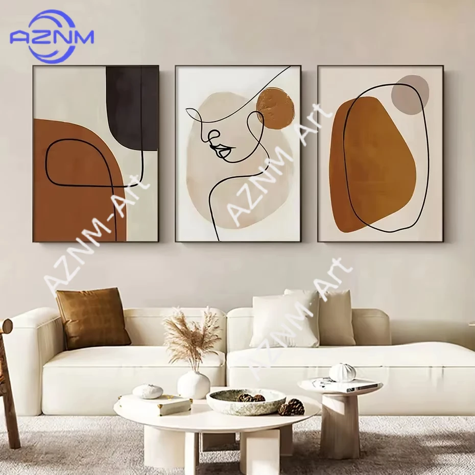 1/3 Stück Linien-Wandkunst Poster Leinwand Abstrakte Geometrische Gemälde Drucke Bilder Moderne Ästhetische Wohnzimmer Heim-Dekoration Wandbilder