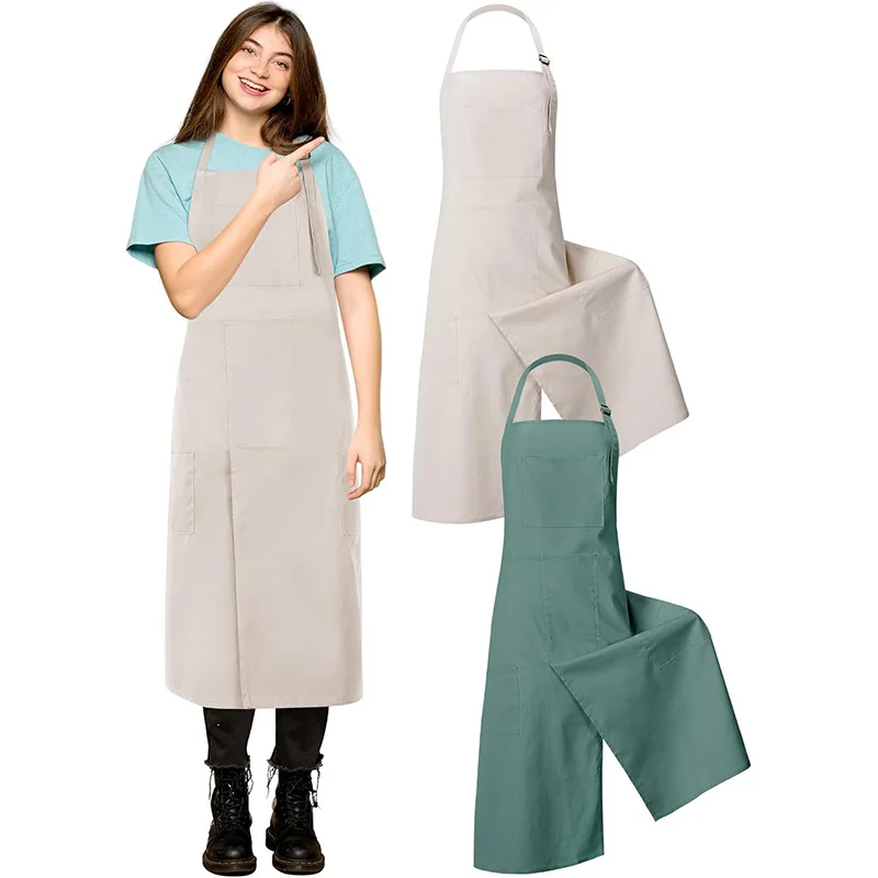 

2 Pcs Waterproof Oil-Resistant Polyester Canvas Split-Leg Apron,Adjustable,Multi-Pocket,Custom Logo for Pottery,Floristry,Barber