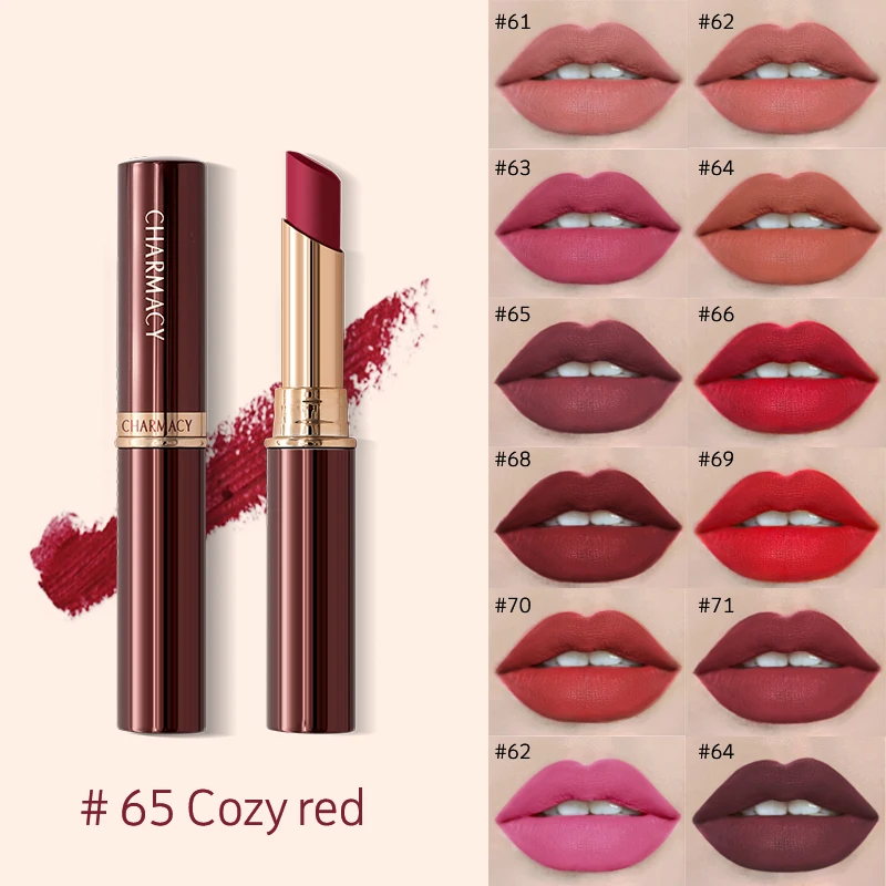 CHARMACY Nude Waterproof Lipstick Long Lasting Longstay Matte Velvet Korean Lip Stick Luxury Makeup for Women Cosmetic