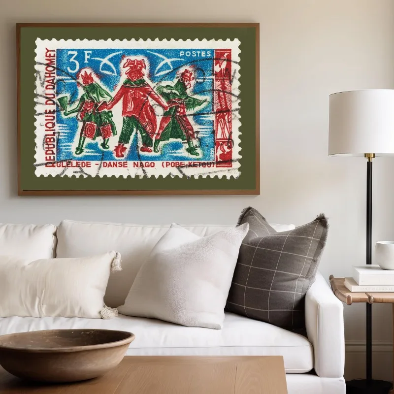 Vintage African Stamp Art Canvas Print Set Belgisch Congo Zebra Dahomey Poster Somali Kenya Nigeria Travel Wall Decor for Home